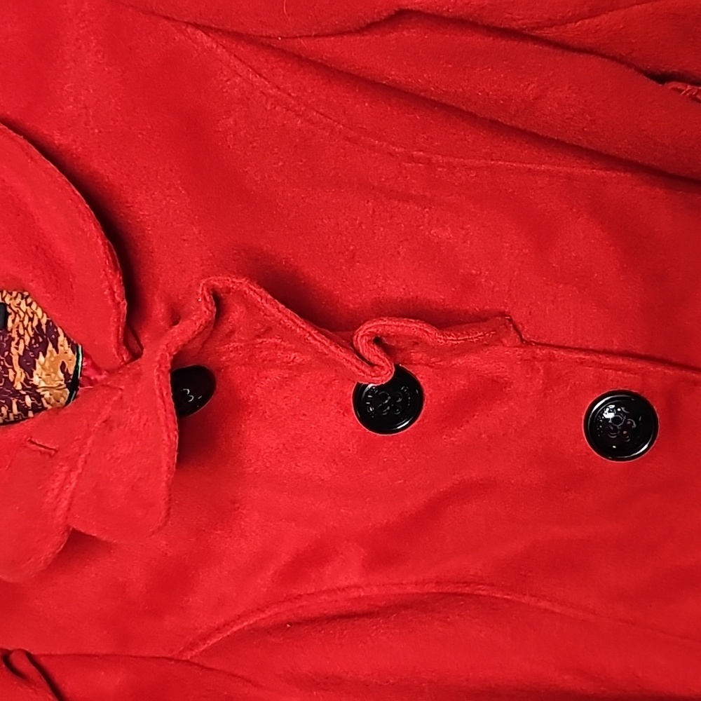 Steve Madden Red Button Down Collared Trench Peac… - image 3